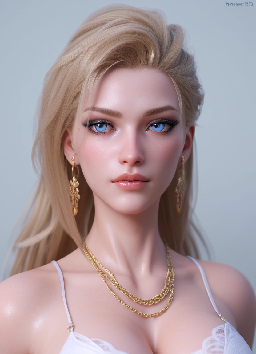 1girl, jewelry, solo, blue eyes, earrings, blonde hair