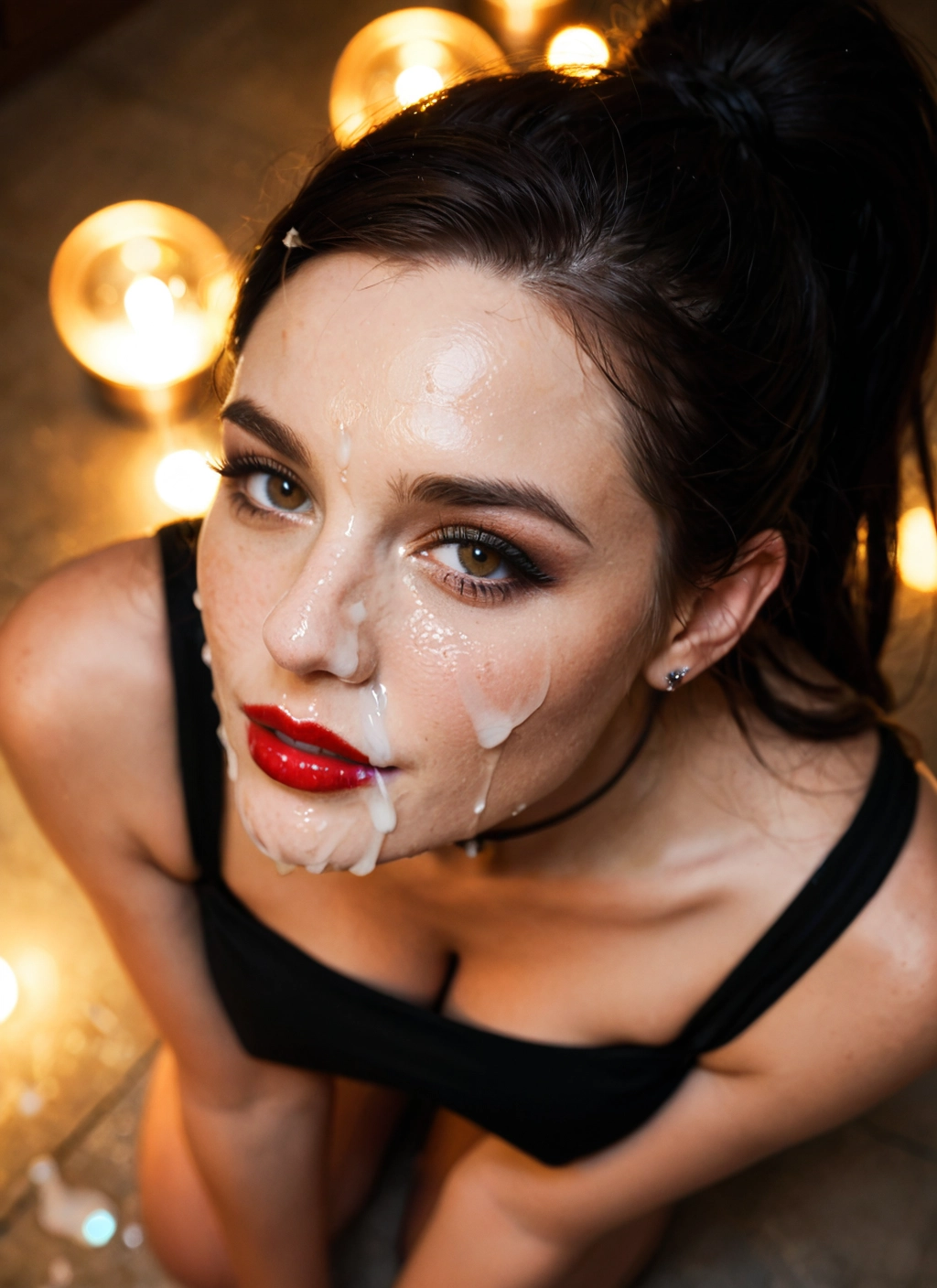 1girl, solo, cum, facial, breasts, looking at viewer · Yamete.gg