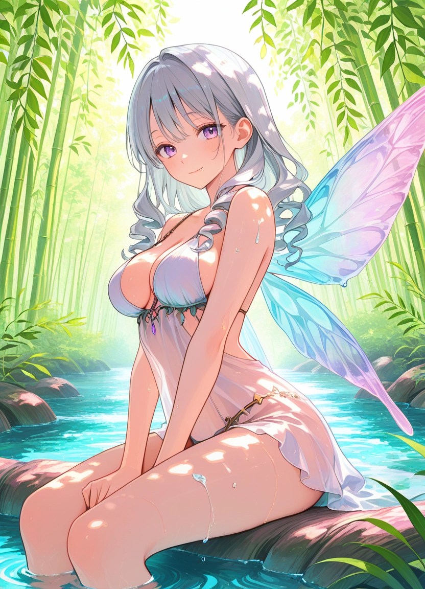 1girl, breasts, wings, solo, nature, looking at viewer · Yamete.gg
