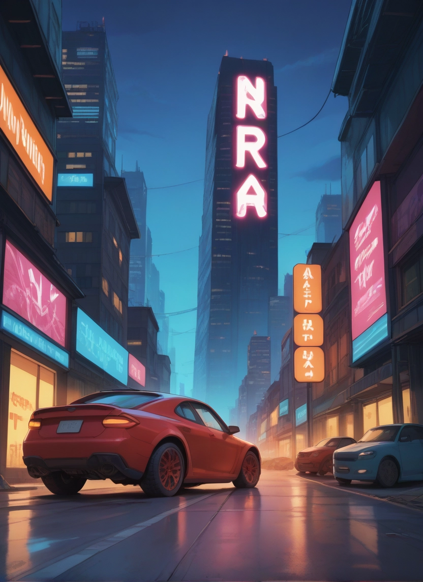 car, motor vehicle, ground vehicle, city, no humans, night · Yamete.gg