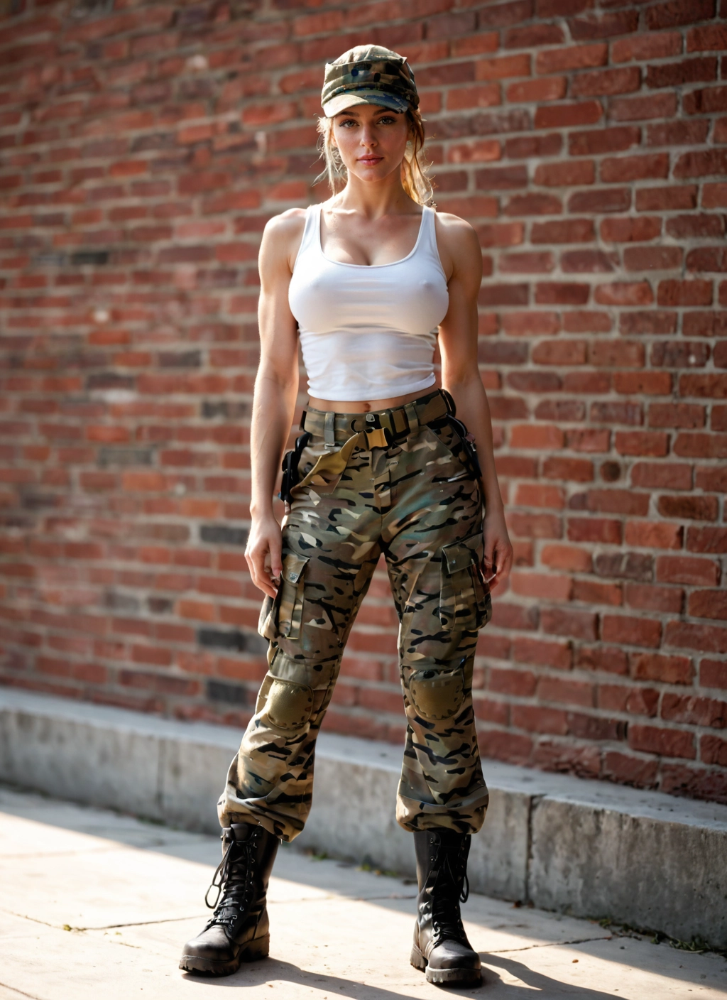 1girl, solo, breasts, boots, blonde hair, hat · Yamete.gg