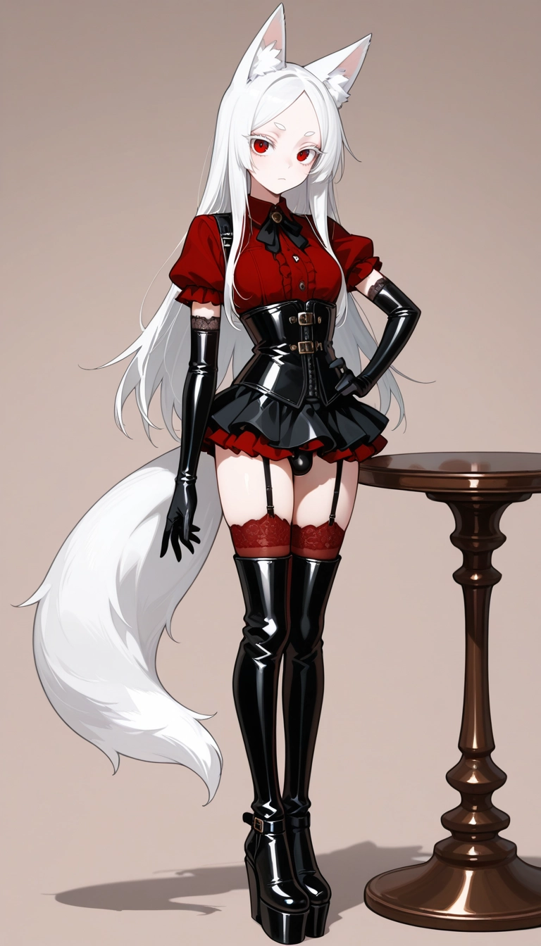 1girl, animal ears, gloves, solo, tail, garter straps · Yamete.gg