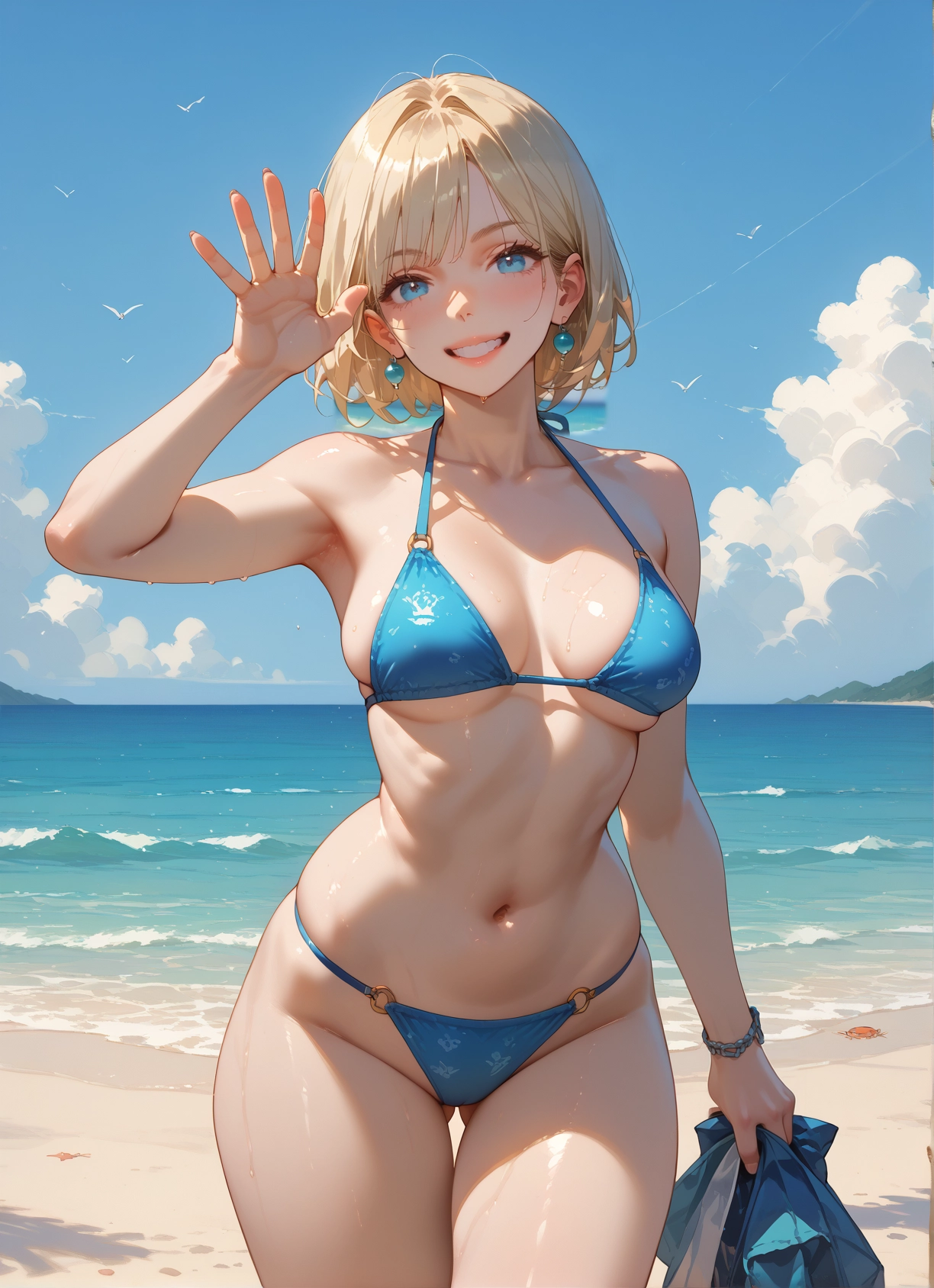 1girl, swimsuit, breasts, bikini, solo, jewelry · Yamete.gg