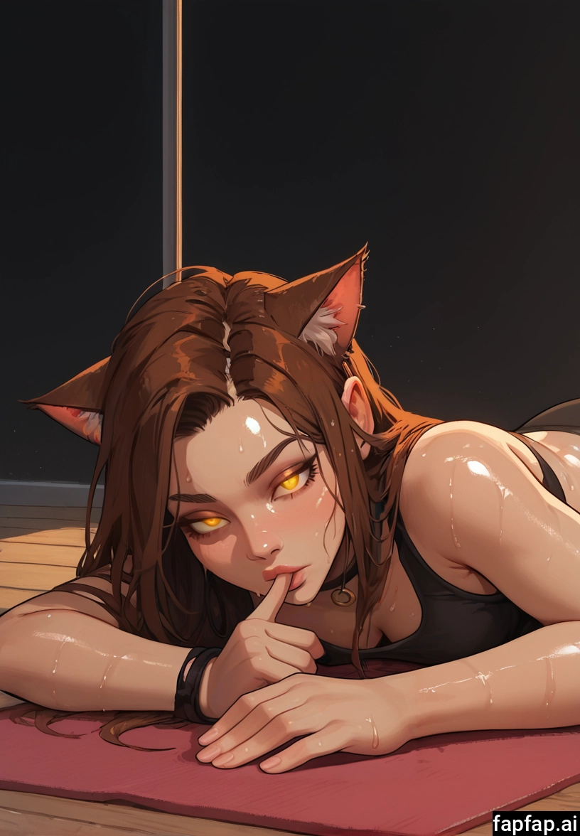 1girl, animal ears, solo, brown hair, yellow eyes, breasts · Yamete.gg