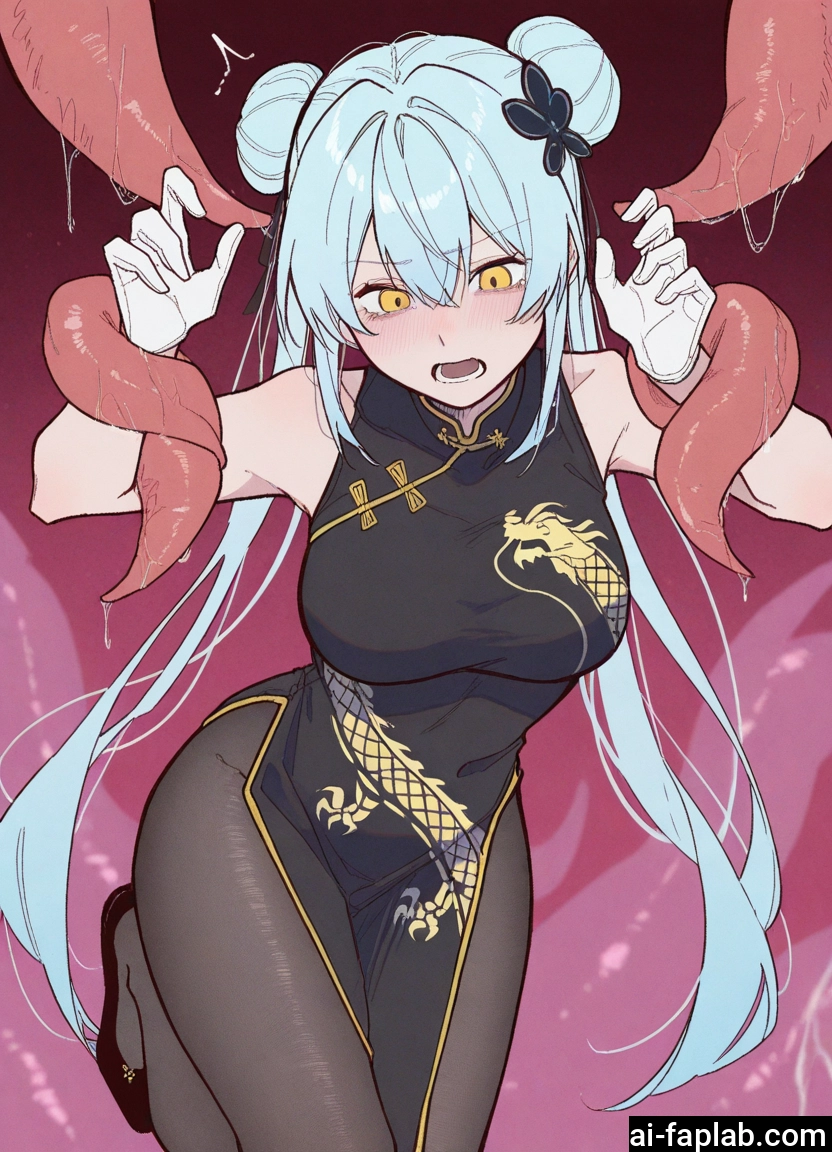 1girl, dress, tentacles, gloves, chinese clothes, double bun · Yamete.gg