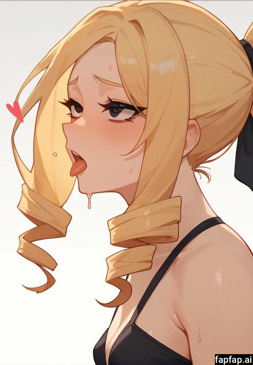 1girl, solo, tongue, blonde hair, breasts, tongue out