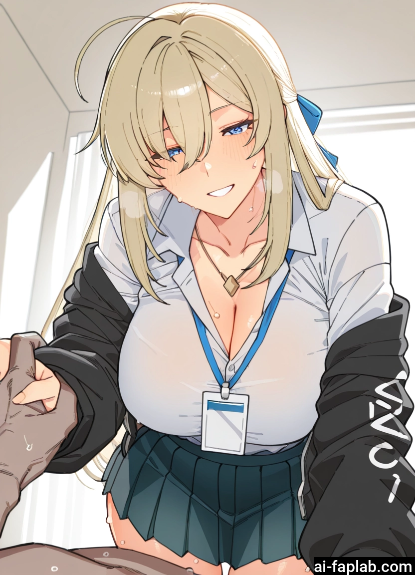 breasts, 1girl, skirt, large breasts, blue eyes, cleavage