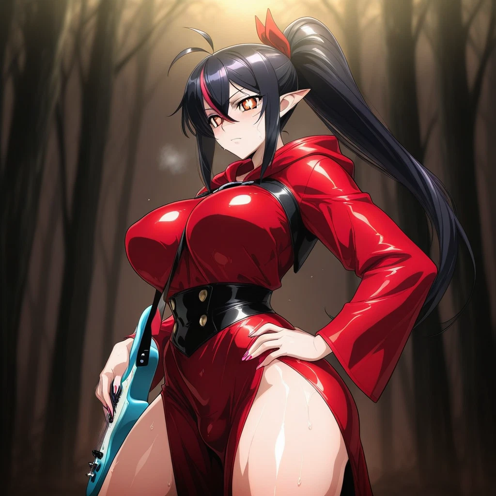 futanari, 1girl, breasts, black hair, solo, bulge · Yamete.gg