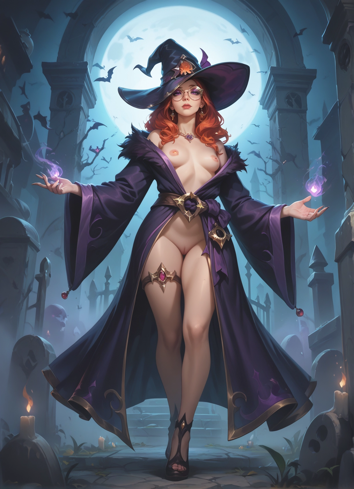 1girl, breasts, hat, pussy, nipples, witch hat · Yamete.gg