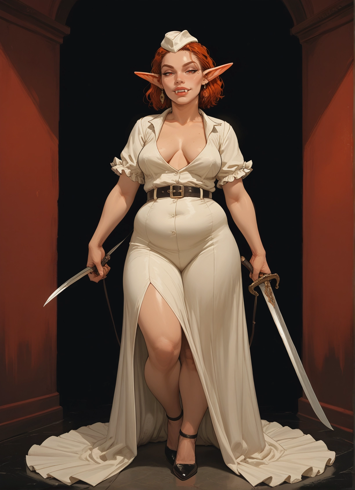 1girl, pointy ears, breasts, weapon, solo, jewelry · Yamete.gg