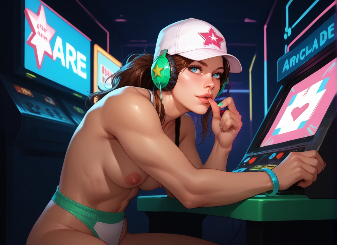 1girl, solo, breasts, hat, nipples, blue eyes · Yamete.gg