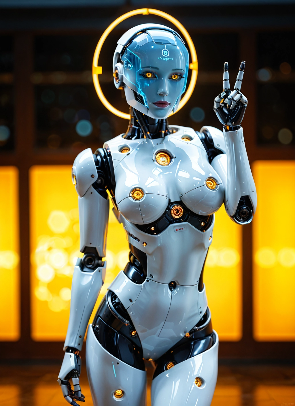 1girl, solo, v, breasts, robot joints, looking at viewer · Yamete.gg