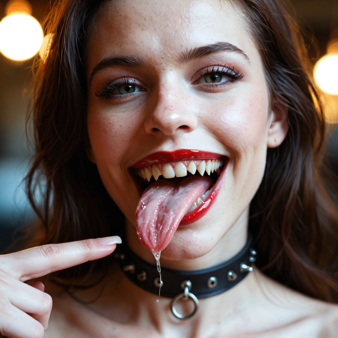 1girl, solo, tongue, tongue out, teeth, looking at viewer · Yamete.gg