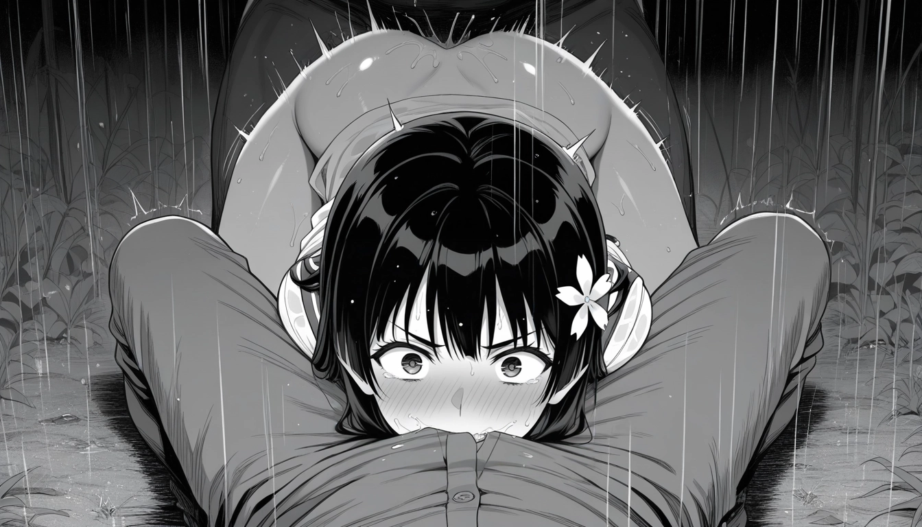 1girl, monochrome, pov, greyscale, hetero, rain · Yamete.gg