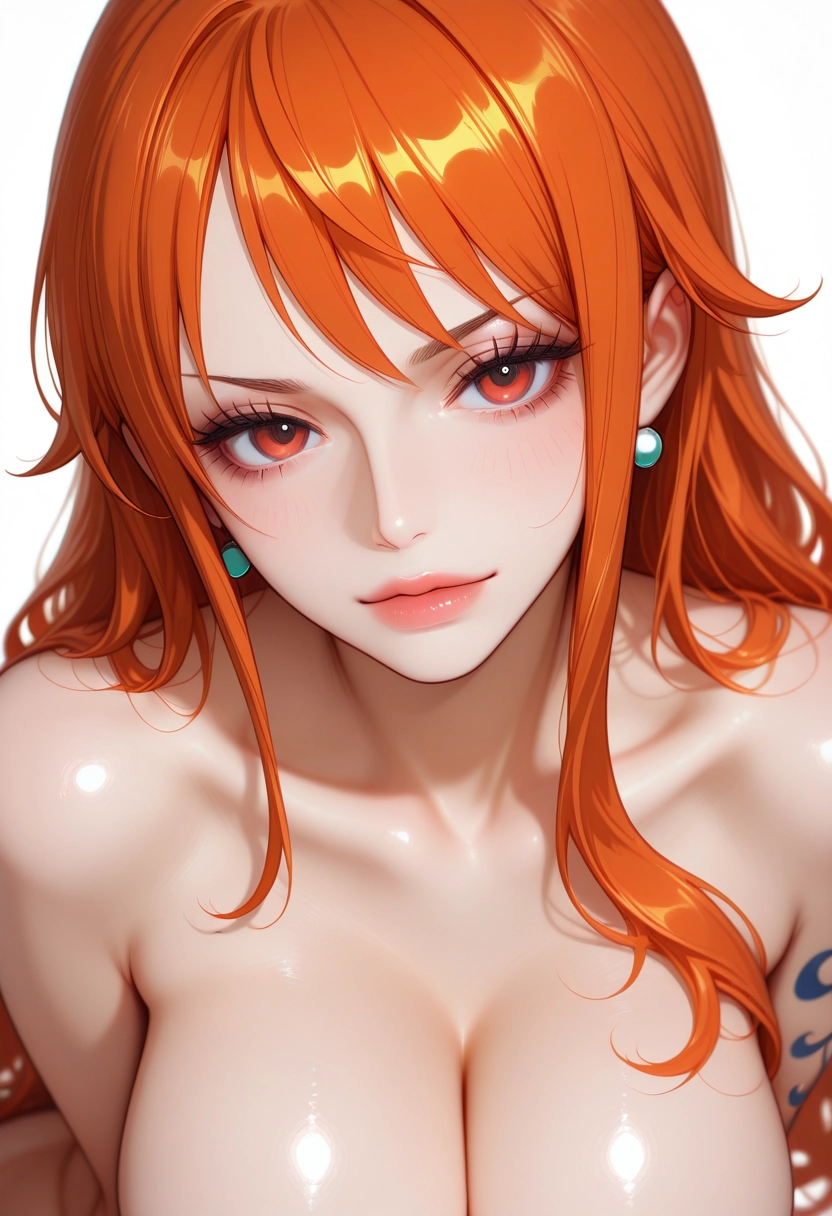 1girl, breasts, nami (one piece), solo, orange hair, long hair · Yamete.gg
