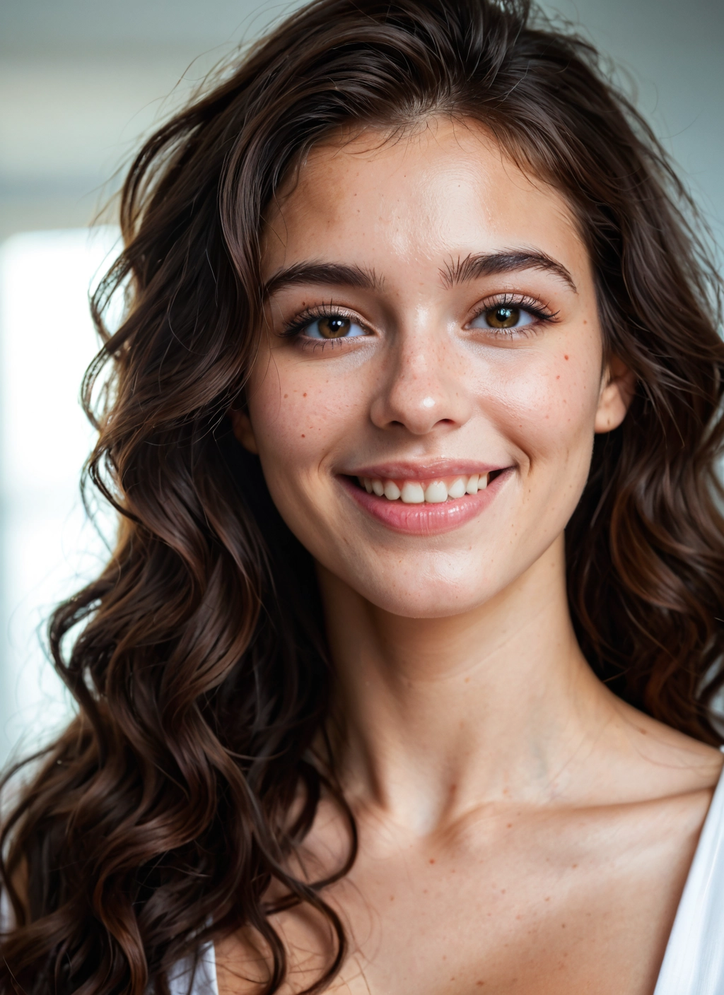 1girl, solo, brown hair, brown eyes, long hair, smile · Yamete.gg