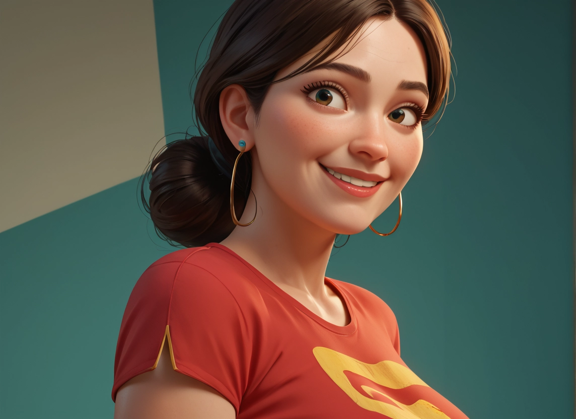 1girl, solo, jewelry, earrings, brown hair, smile · Yamete.gg