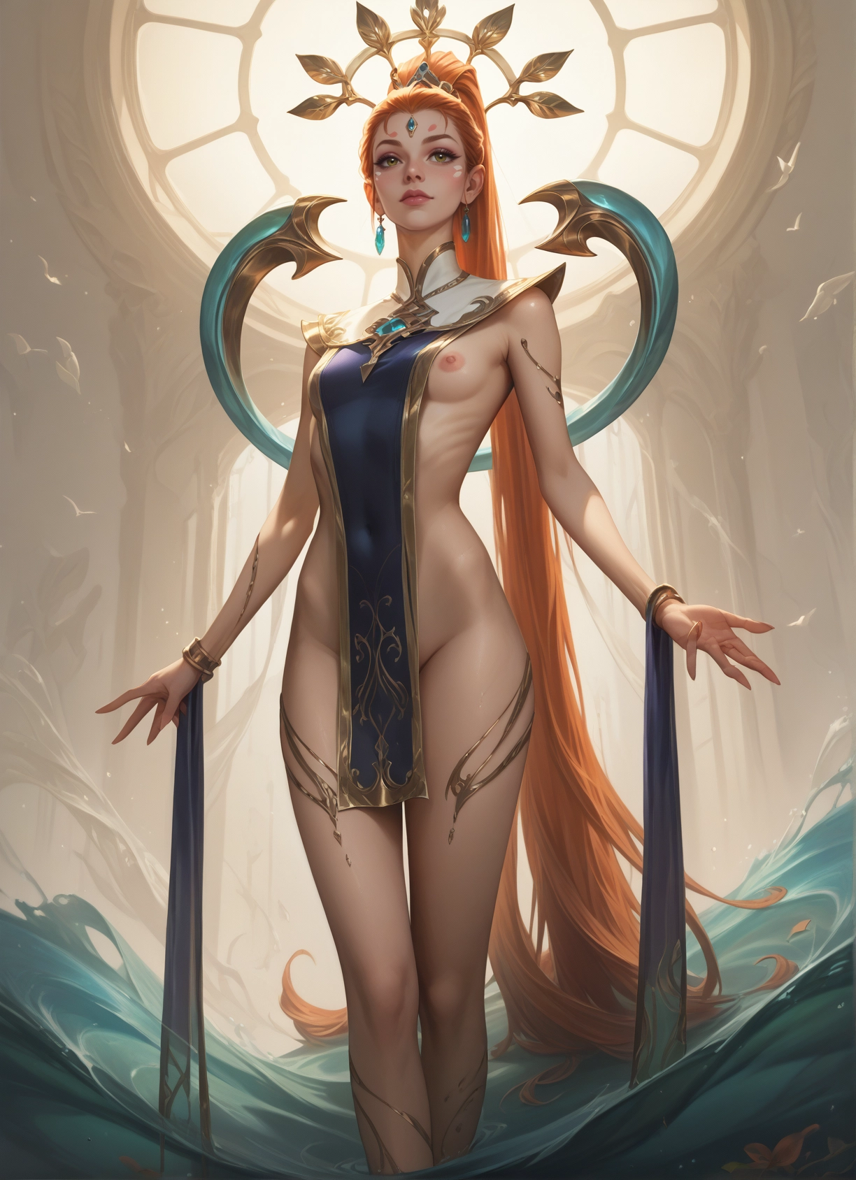 1girl, long hair, breasts, solo, nipples, jewelry · Yamete.gg