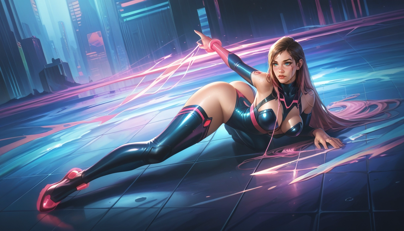 1girl, solo, breasts, on side, thighhighs, lying · Yamete.gg