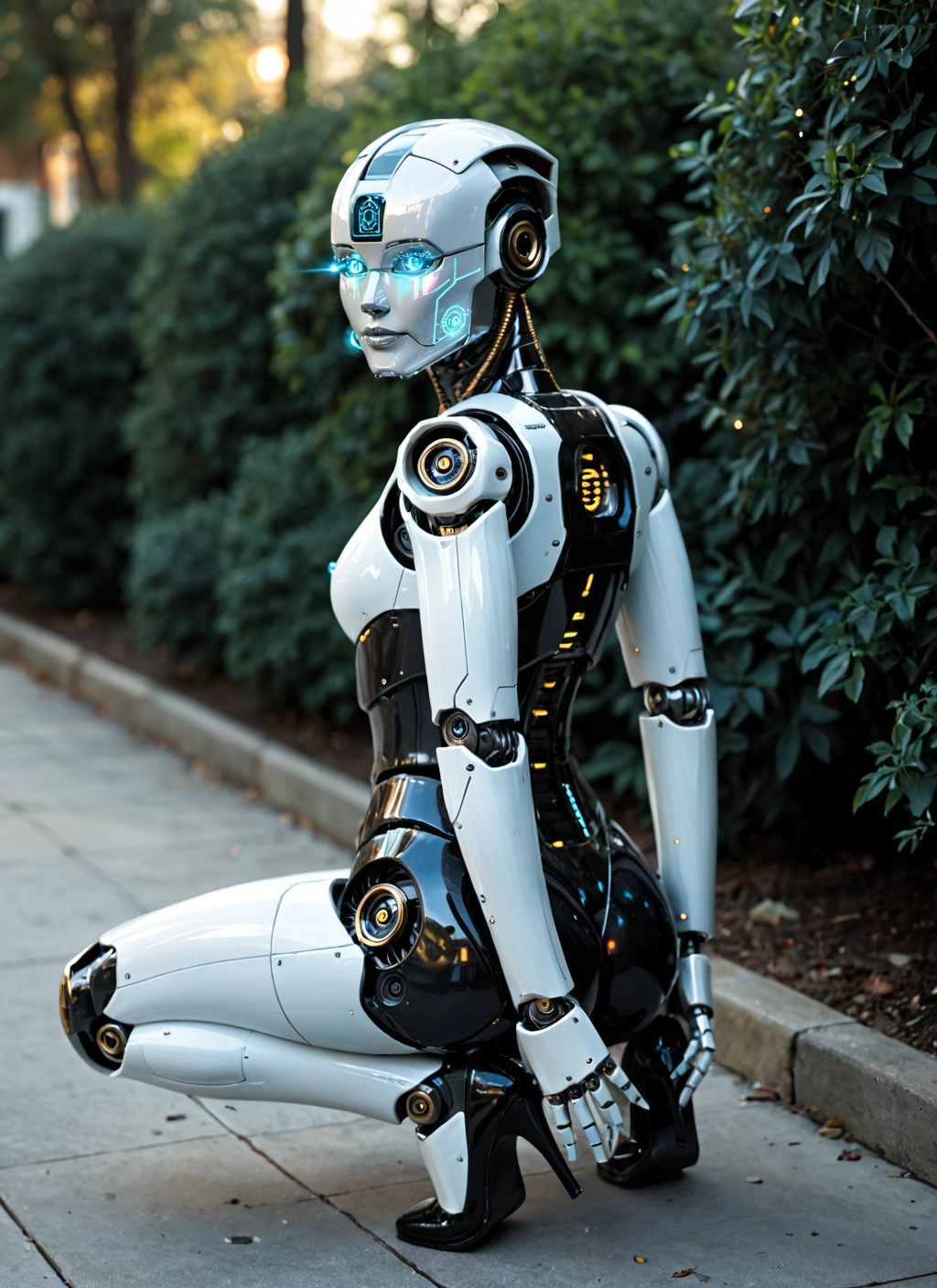 1girl, solo, high heels, robot joints, robot, glowing · Yamete.gg