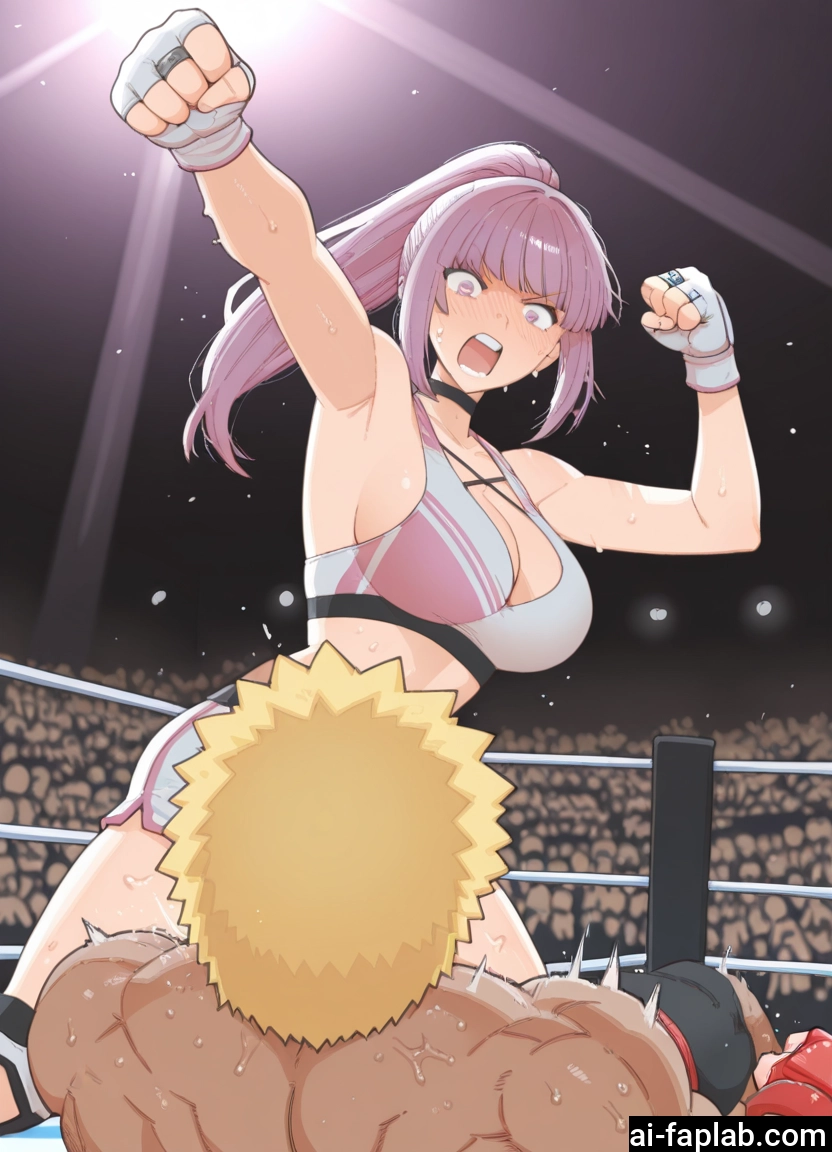 breasts, 1girl, gloves, large breasts, 1boy, ponytail