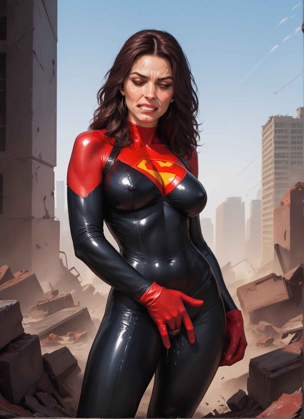 1girl, bodysuit, solo, breasts, covered nipples, pussy juice · Yamete.gg