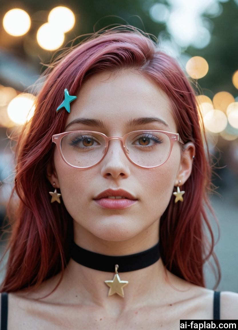 1girl, solo, glasses, jewelry, choker, earrings