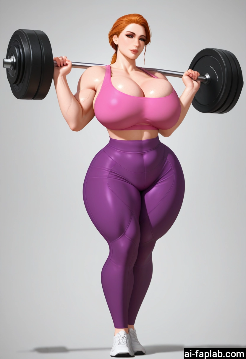 1girl, breasts, weightlifting, solo, thighs, huge breasts