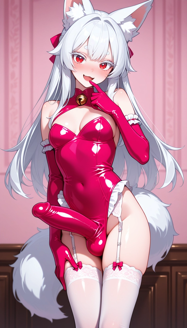 futanari, solo, 1girl, gloves, thighhighs, elbow gloves