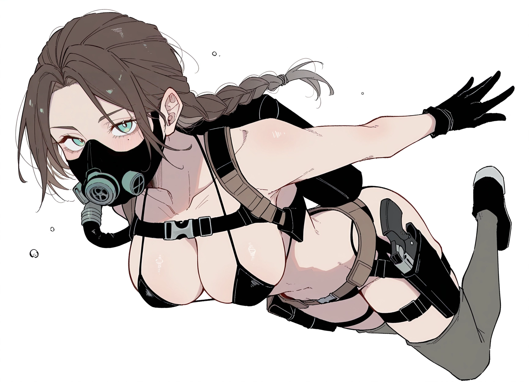 1girl, breasts, swimsuit, bikini, gloves, mask · Yamete.gg