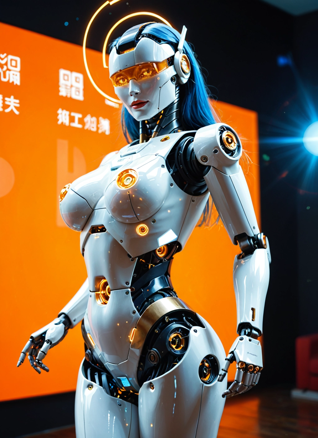 1girl, solo, breasts, long hair, visor, robot joints · Yamete.gg
