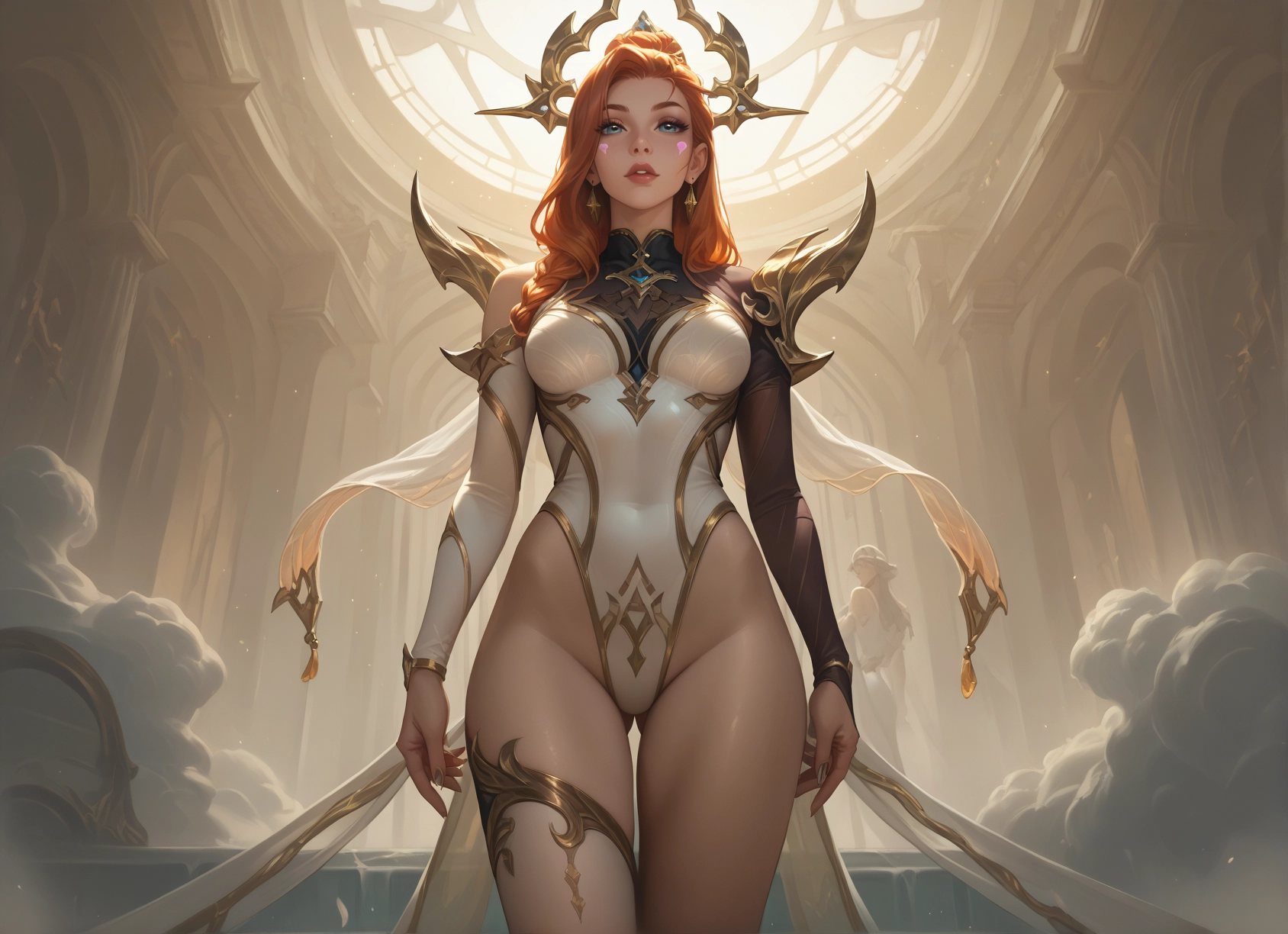 1girl, jewelry, leotard, breasts, blue eyes, earrings · Yamete.gg