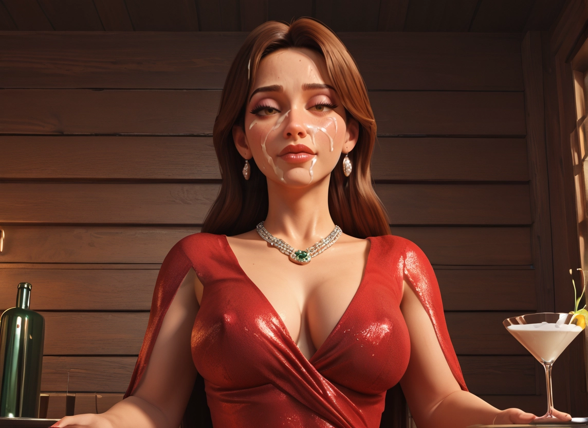 1girl, jewelry, breasts, dress, earrings, necklace · Yamete.gg