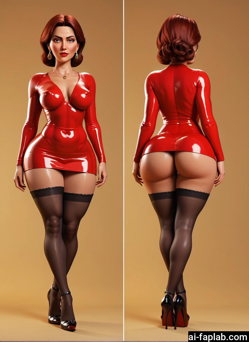 ass, 1girl, thighhighs, jewelry, high heels, dress
