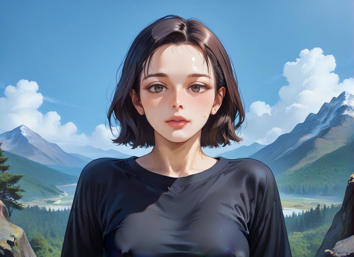 1girl, solo, brown hair, brown eyes, breasts, looking at viewer · Yamete.gg