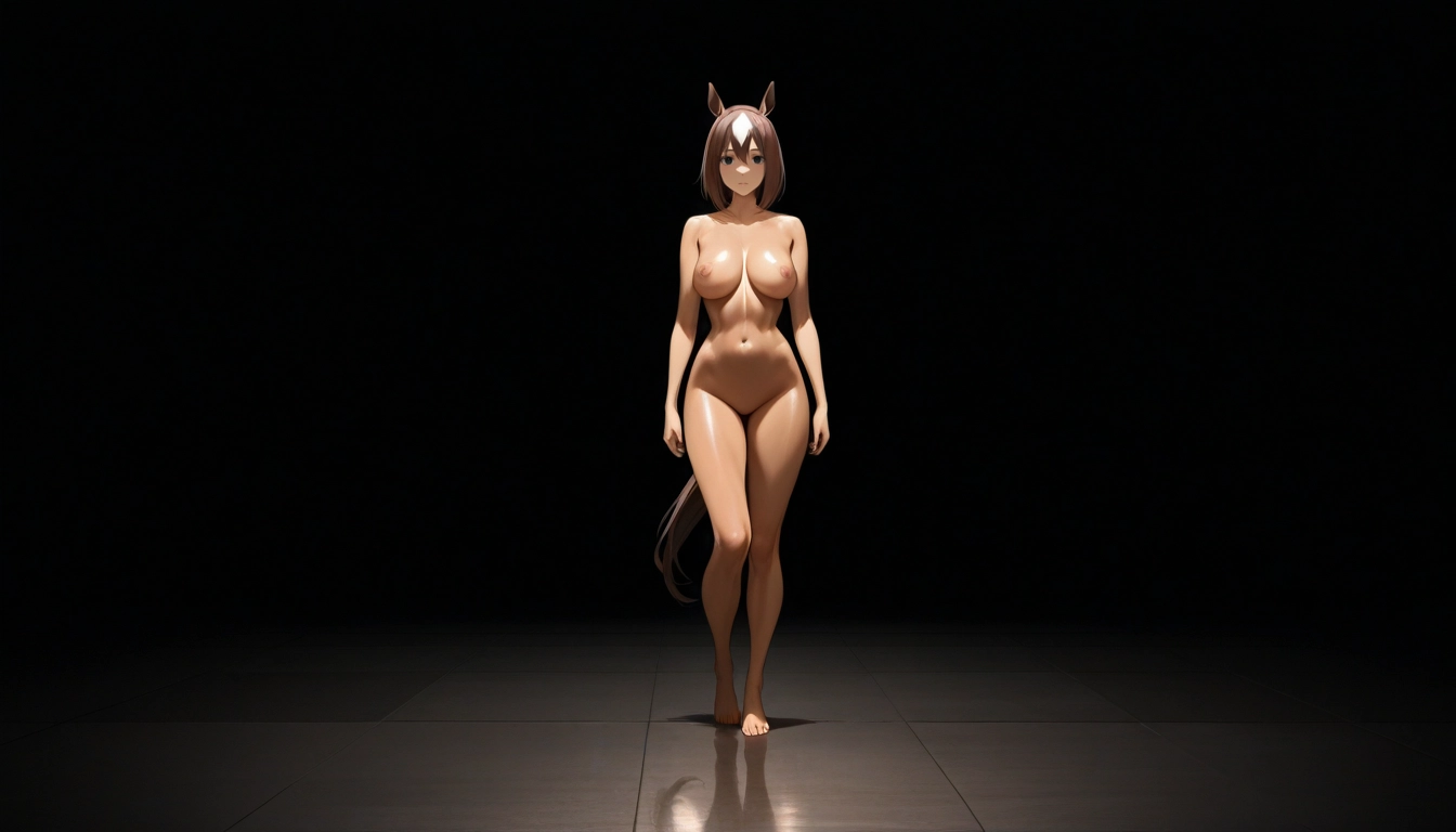 1girl, breasts, solo, animal ears, horse ears, tail