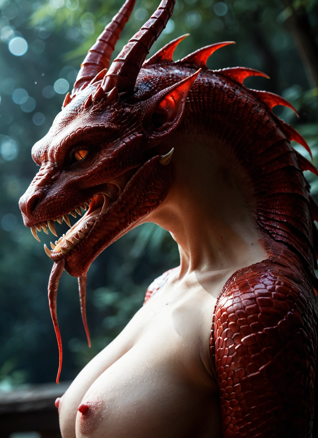 breasts, nipples, solo, 1girl, open mouth, teeth · Yamete.gg
