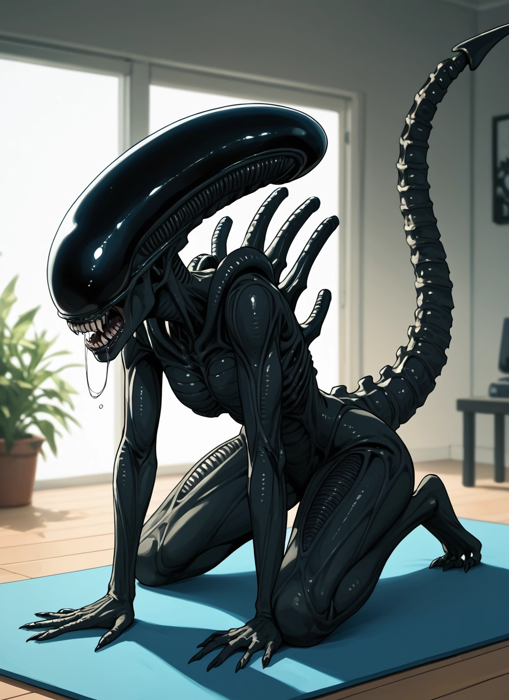 tail, saliva, teeth, plant, indoors, potted plant · Yamete.gg