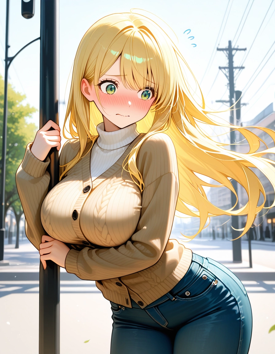 1girl, breasts, blonde hair, long hair, blush, green eyes · Yamete.gg