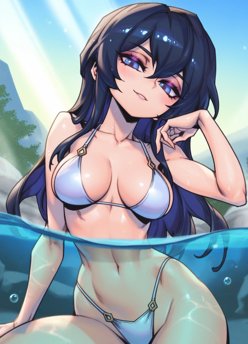 1girl, swimsuit, bikini, breasts, solo, blue eyes · Yamete.gg