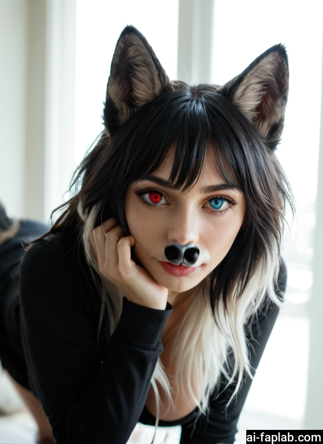 furry, 1girl, animal ears, solo, heterochromia, blue eyes