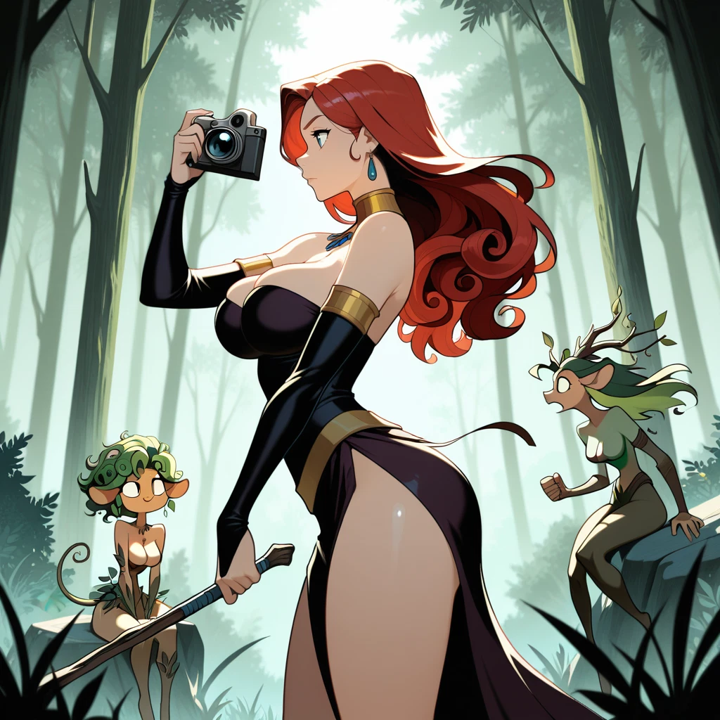 breasts, multiple girls, nature, red hair, large breasts, green hair · Yamete.gg