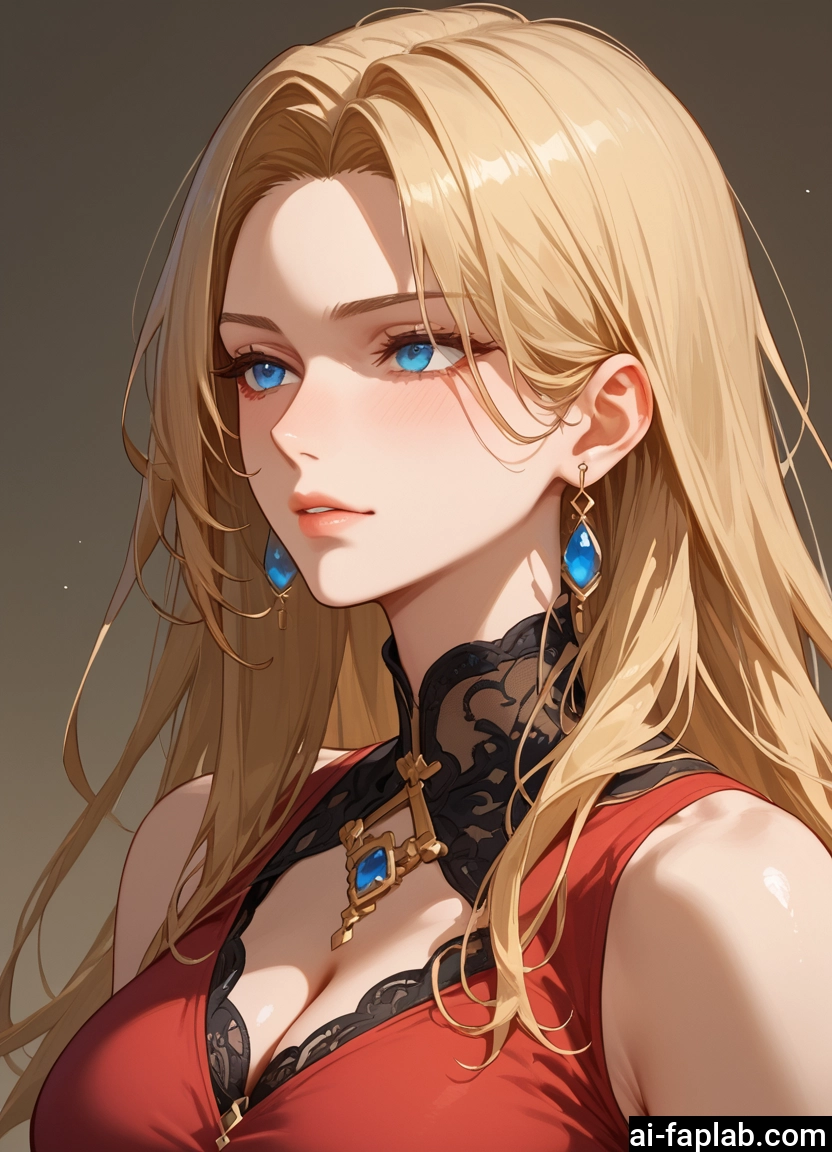 1girl, breasts, jewelry, earrings, blue eyes, solo · Yamete.gg
