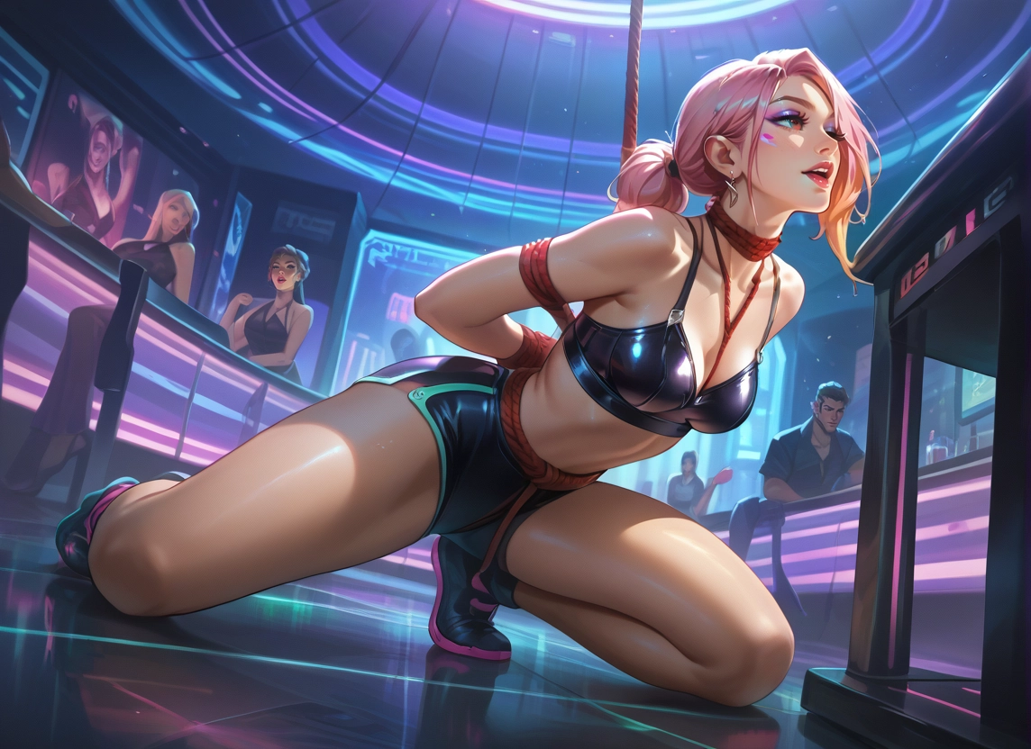breasts, bound, multiple girls, bdsm, bondage, pink hair · Yamete.gg