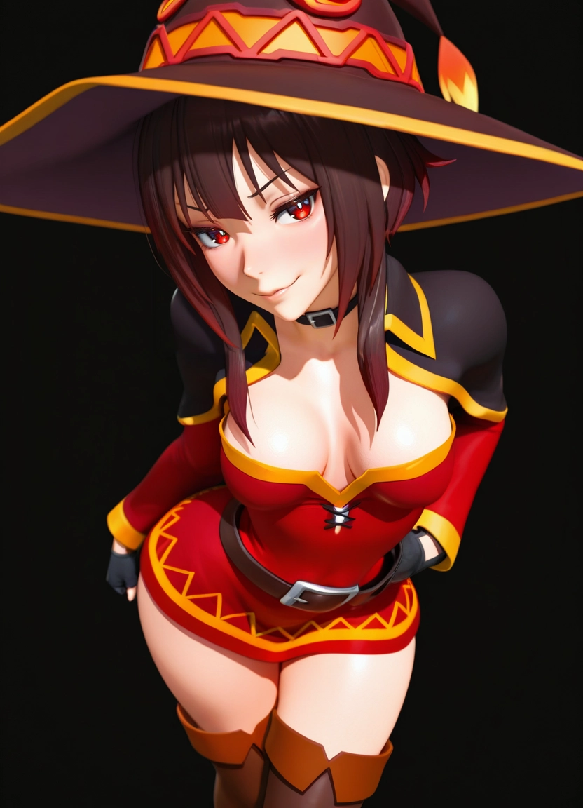 1girl, solo, breasts, hat, witch hat, red eyes · Yamete.gg