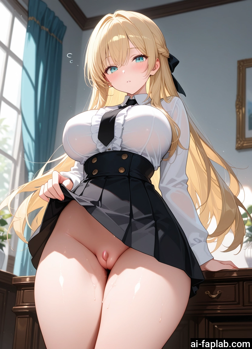 1girl, breasts, skirt, long hair, blonde hair, solo · Yamete.gg