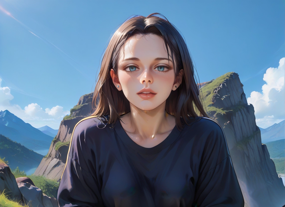1girl, solo, jewelry, blue eyes, sky, earrings · Yamete.gg