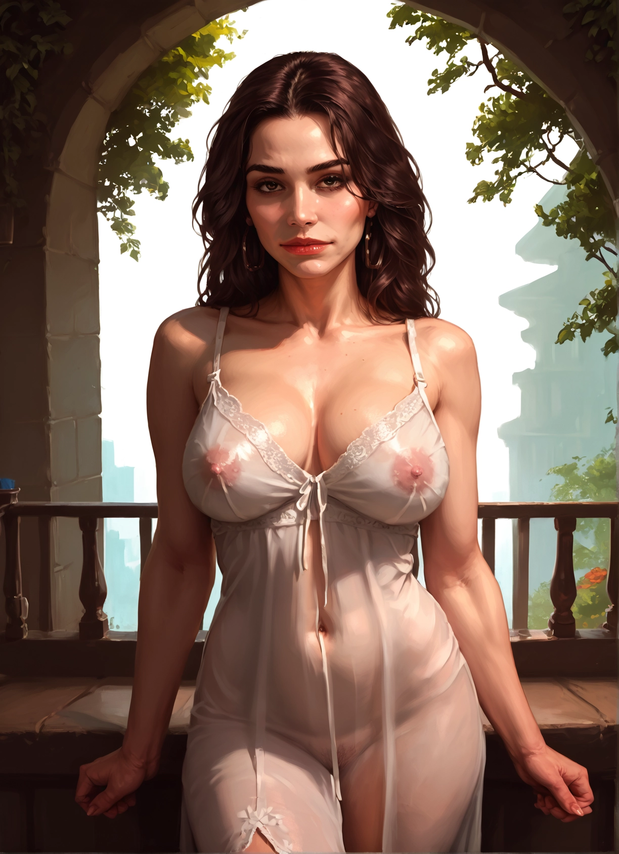 1girl, breasts, solo, jewelry, see-through, nipples · Yamete.gg