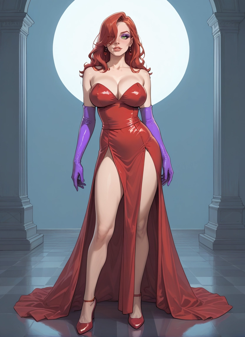 1girl, breasts, dress, gloves, jewelry, solo · Yamete.gg