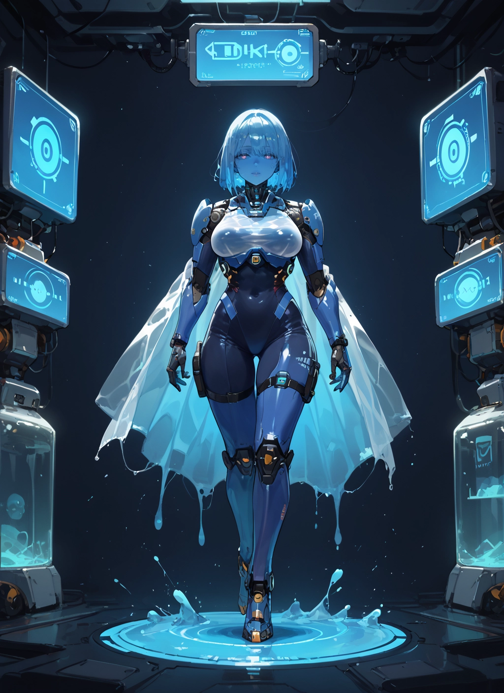 1girl, breasts, solo, bodysuit, short hair, large breasts · Yamete.gg